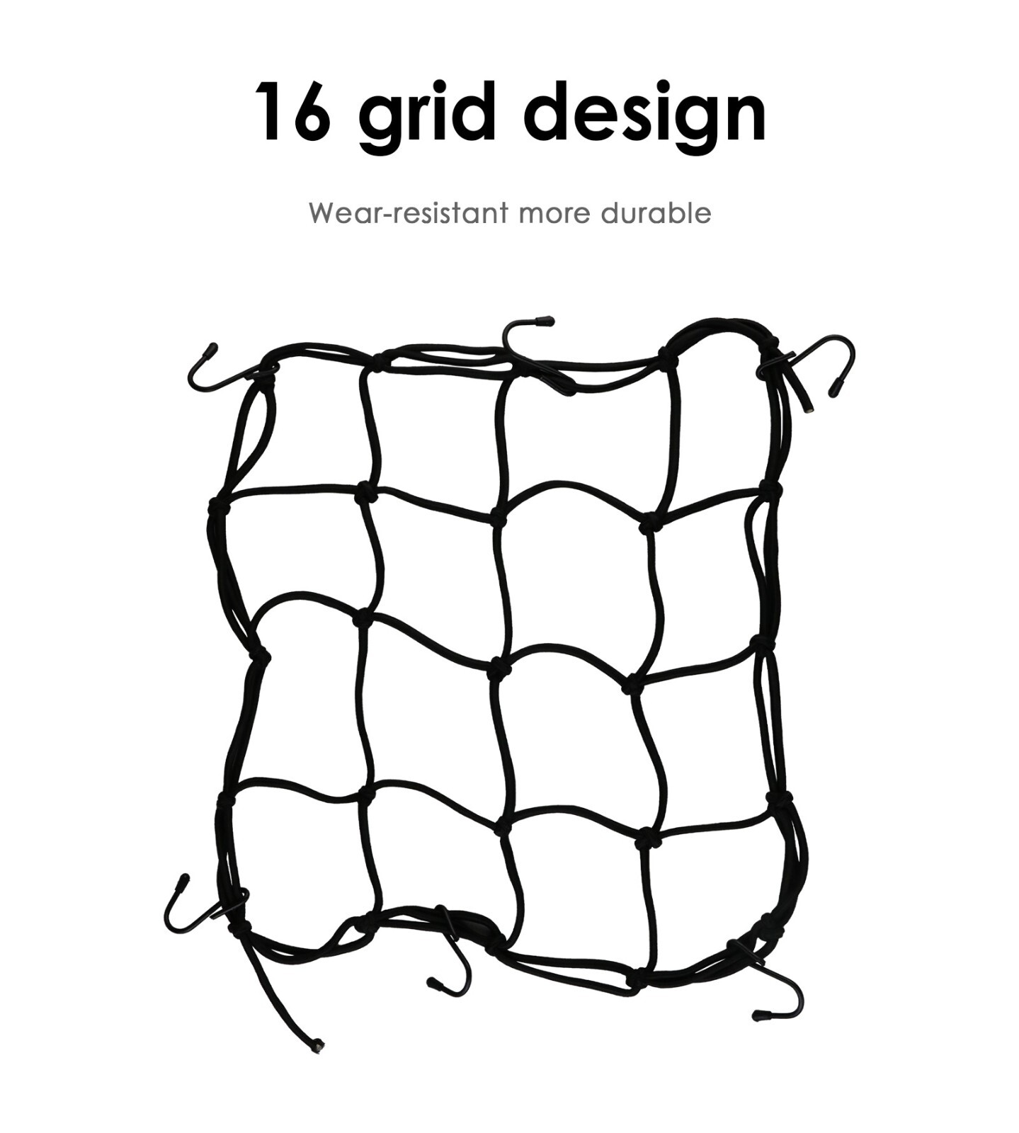 1pc Motorcycle Bungee Cargo Net 30x30cm with 6 Hooks: Helmet Tank Luggage – NEW