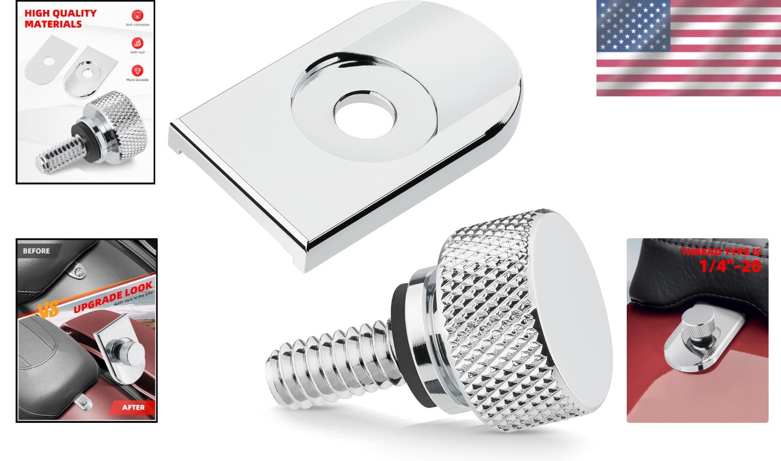 Easy-to-Install Chrome Seat Bolt Tab for Harley Davidson Motorcycles – 1996-2026