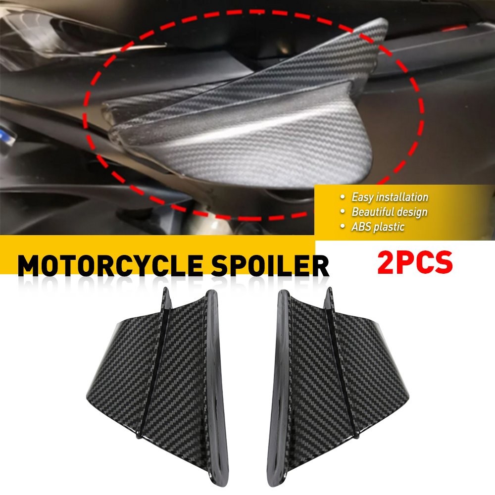2PCS For Motorcycle Carbon Fiber Winglet Side Spoiler Air Deflector Wing ABS EKK