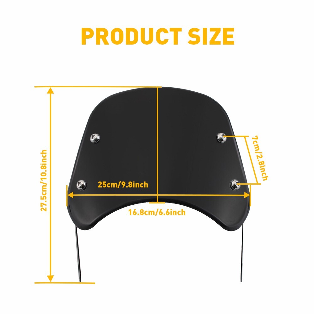 Universal Motorcycle Headlight Fairing Windscreen Windshield Round 5-7” Black