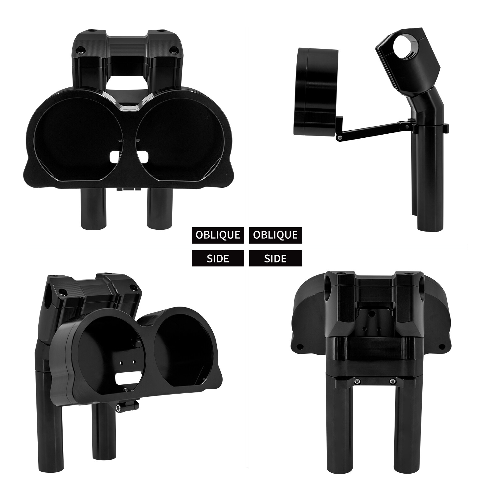 10″Handlebar Clamp Black Risers w/ Gauge Housing For Harley Road Glide 2015-2023