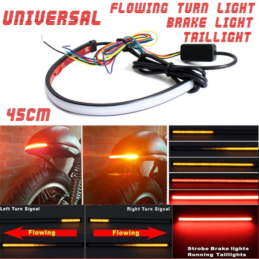 Switchback Flow LED Strip Tube Light Sequential DRL Brake Turn Signal Lamp 45cm