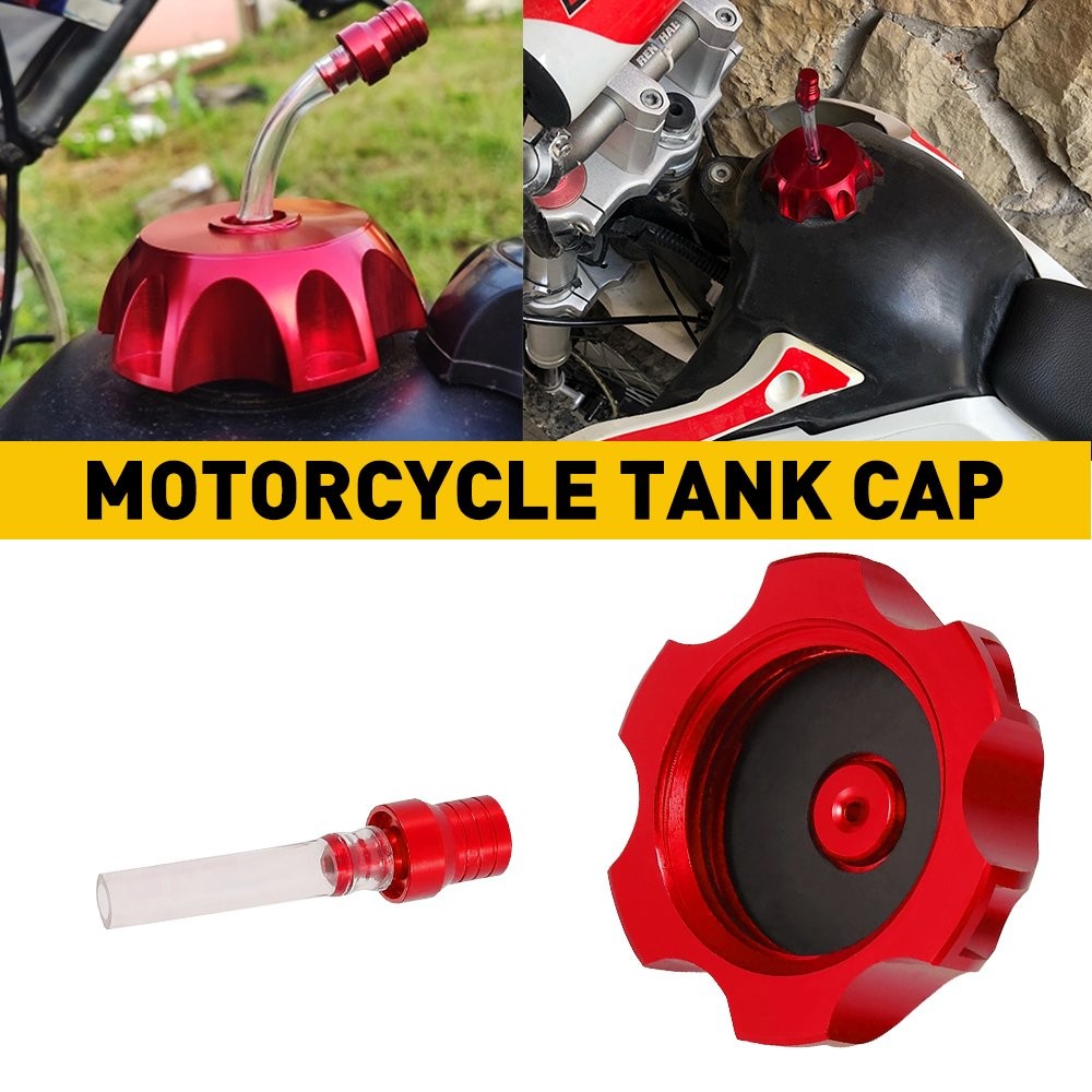 1x Red Fuel Gas Tank Motorcycle Cap Cover For 51-54mm Car Auto Replacement Parts