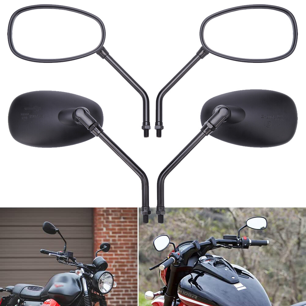 Pair Black Oval Motorcycle Rear View Mirrors For Victory Cross Country/ Octane