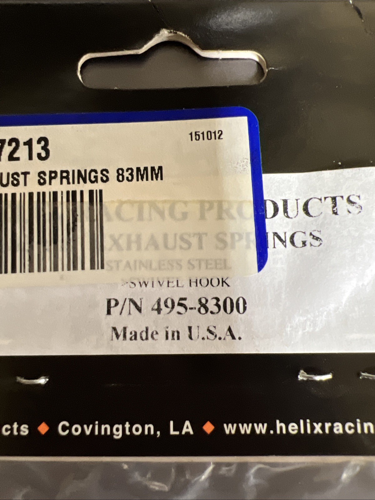 Helix Racing Stainless Steel Exhaust Springs 83mm 2 Pack NEW 495-8300