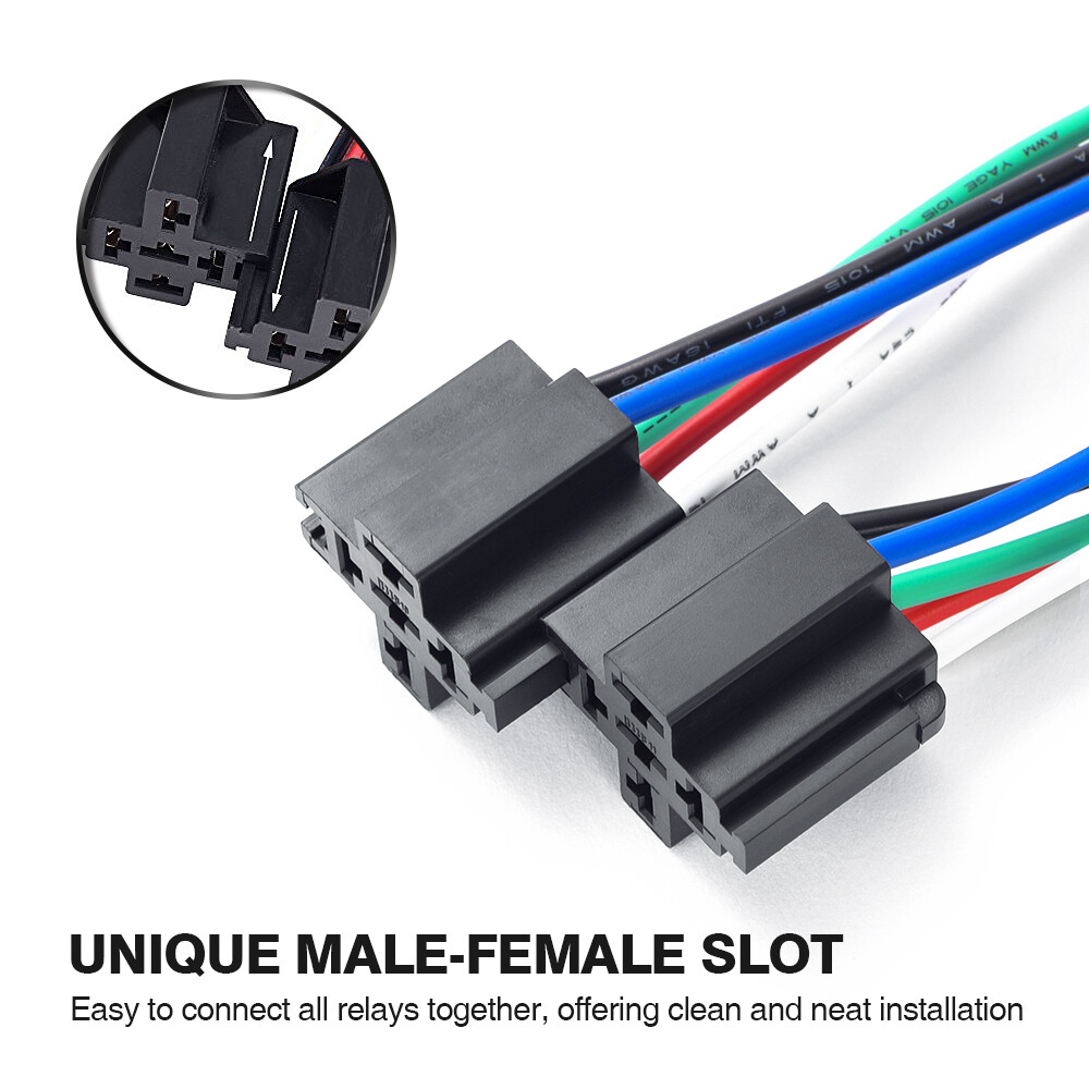 6 Pack 5 Pin Fuse Relay Switch Harness Set 30A 12V Universal SPDT 14 AWG Fuse US