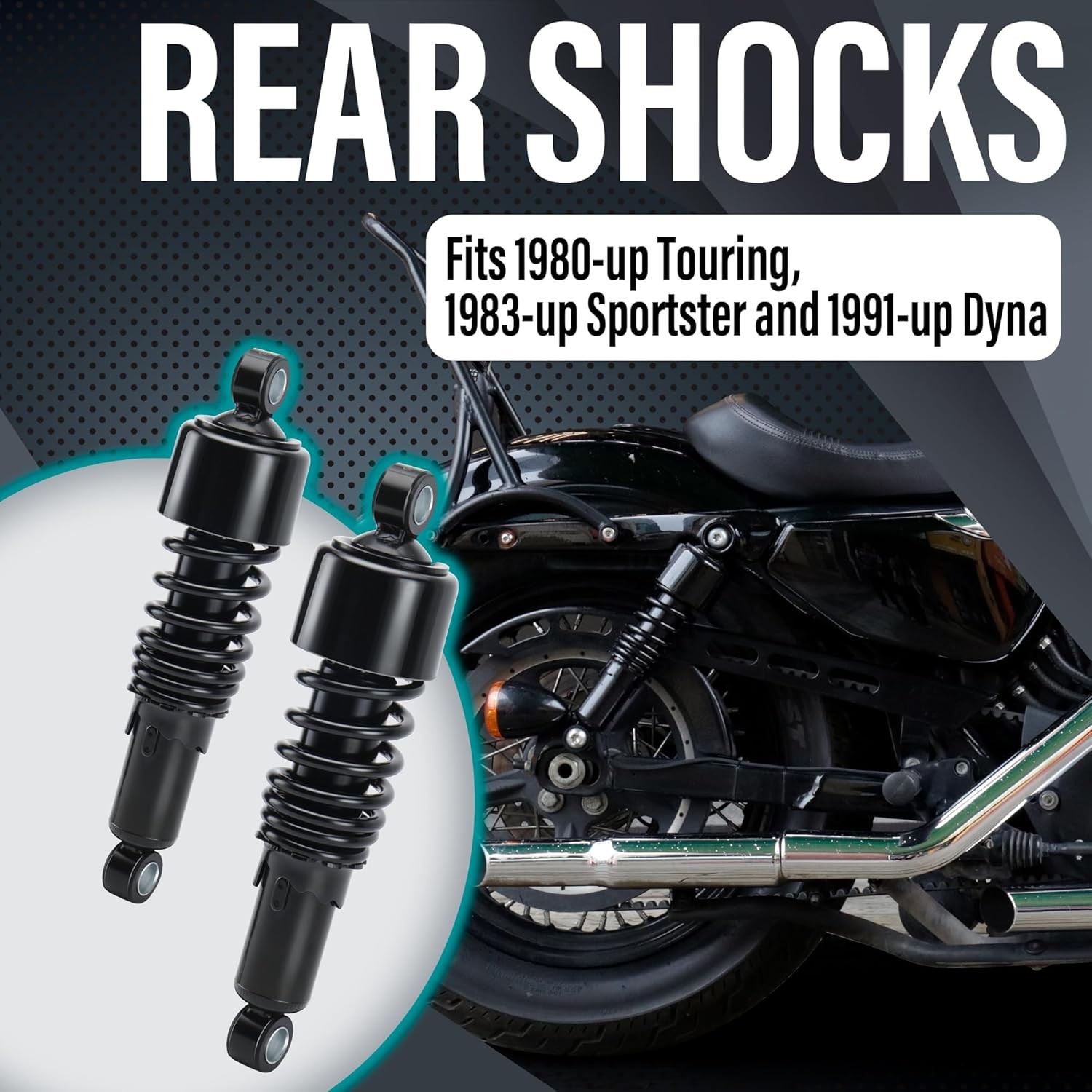 10.5″ Rear Shocks Absorbers Lowering For Harley Road King Tour Street Glide FLT