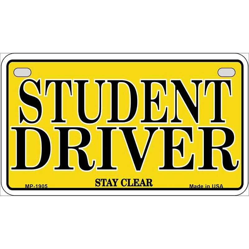 Student Driver Novelty Metal Motorcycle Plate
