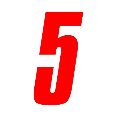 6 inch tall Red Race Number 5 racing numbers decals ktm rc 8 390 250 125 r6 r3