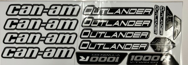 CAN-AM CANAM OUTLANDER 1000R DECAL SET BLACK WHITE CUSTOM LAMINATED DECALS BLEM