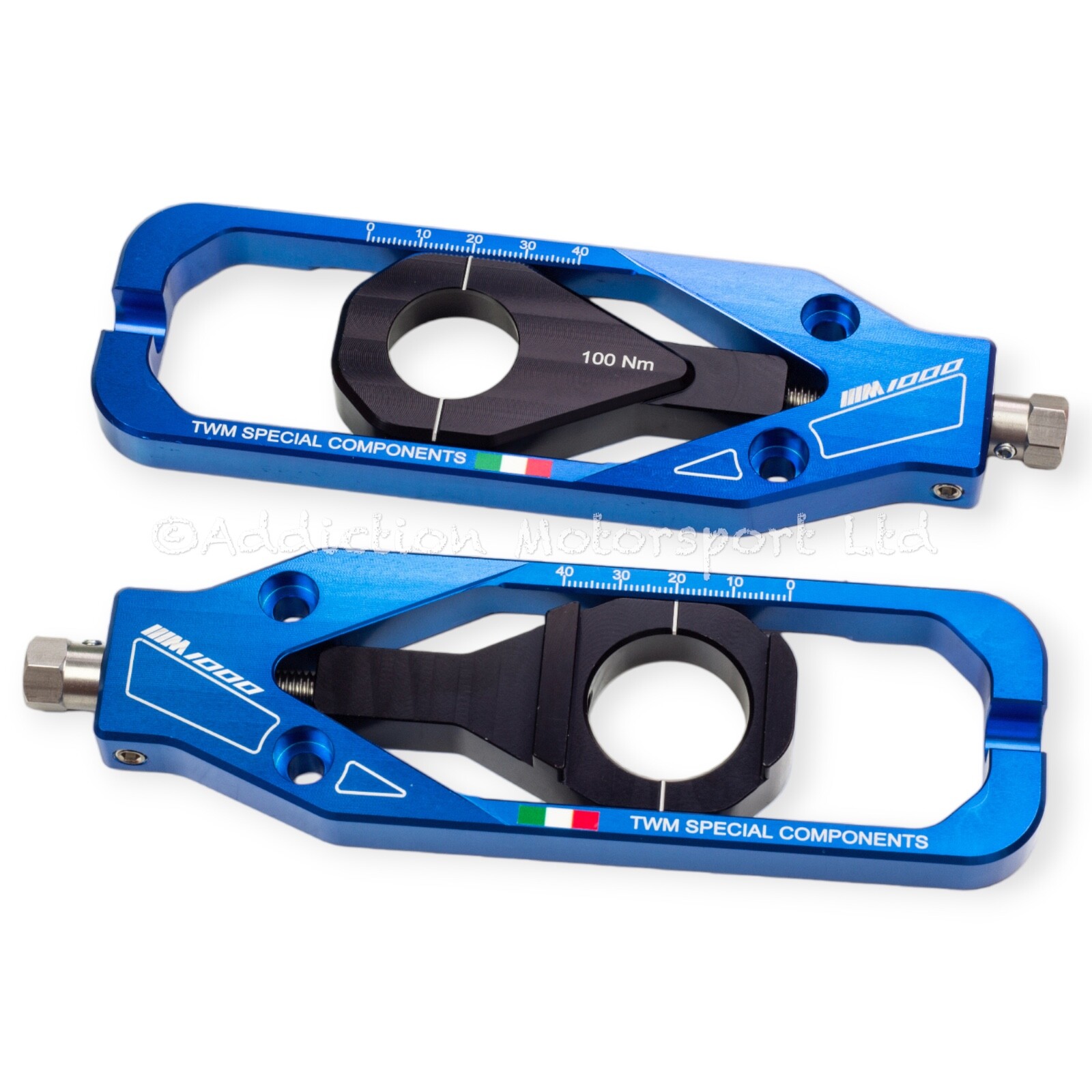 TWM CNC Billet Aluminium Blue Chain Adjuster for BMW M1000R – TCBMW.02.B