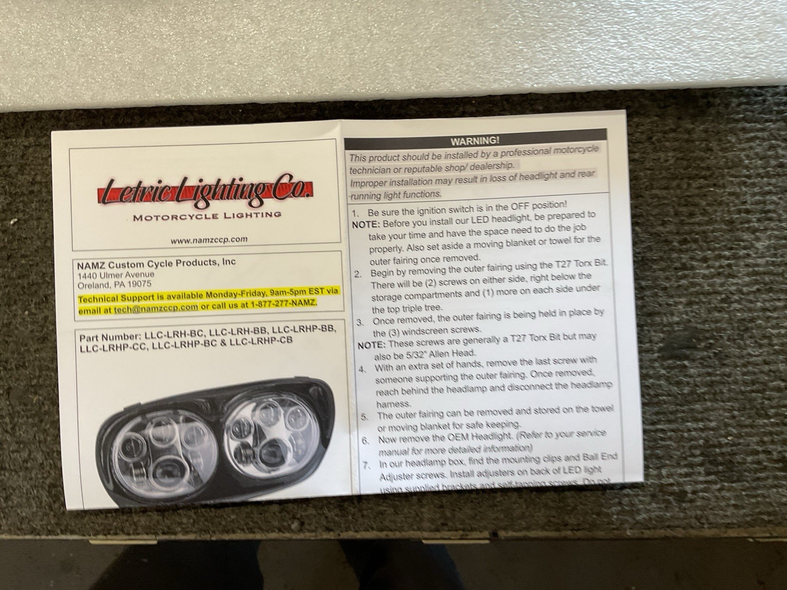 Letric Lighting Co LED Headlight Black/Black Harley Davidson 98-13 FLTR