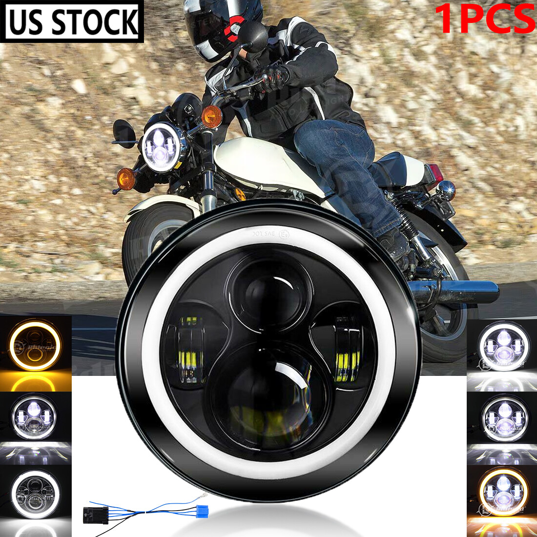 7″ inch Round LED Headlight For YAMAHA XJ XS 250 400 600 650 750 850 1100 Virago