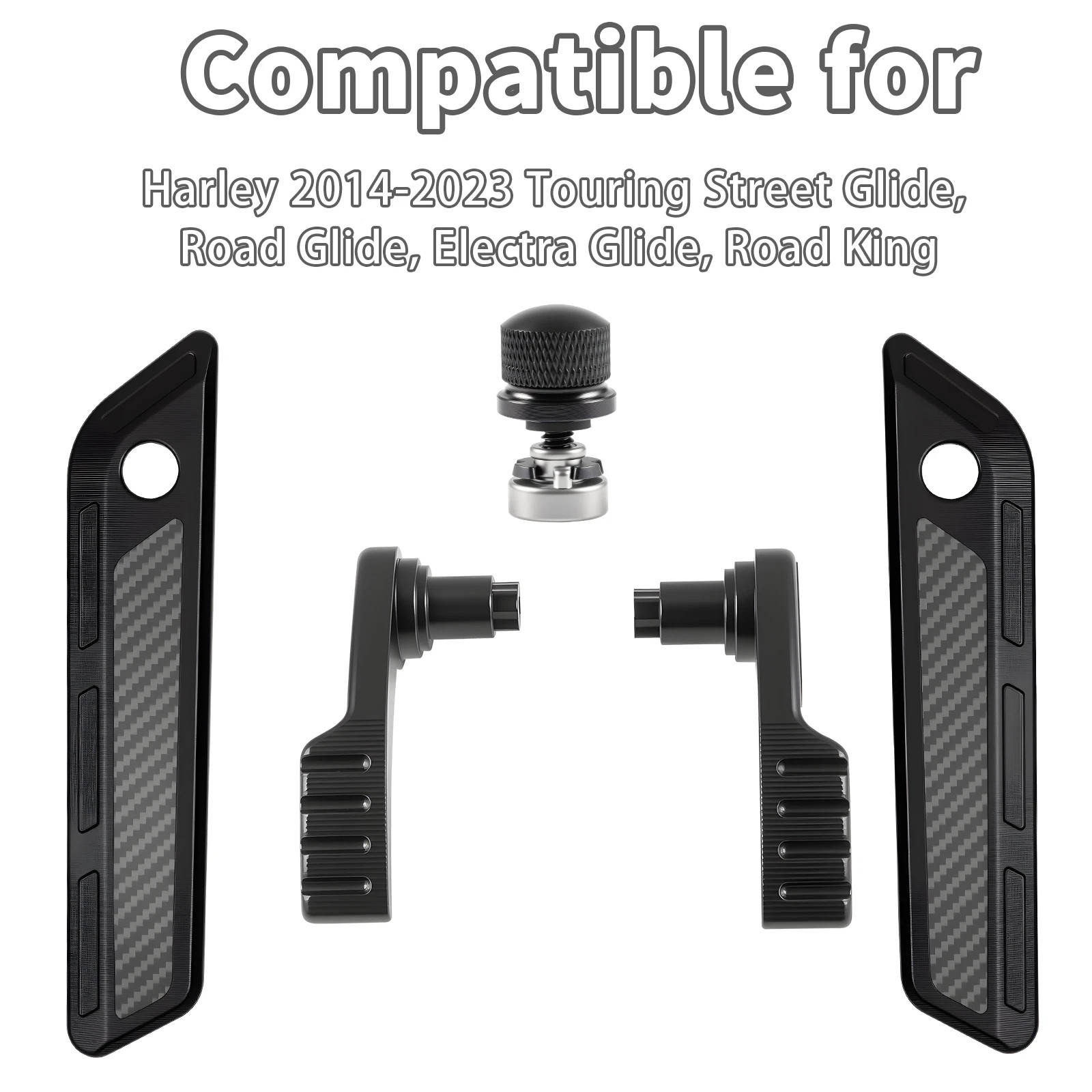 Black Saddlebag Hinge Latch Covers+Handle kit For Harley Touring FLHX FLHR 14-23