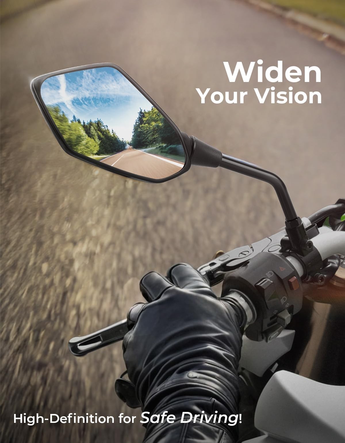 Universal Motorcycle Mirrors – Convex Handlebar Rear View Side Mirrors for Bike,