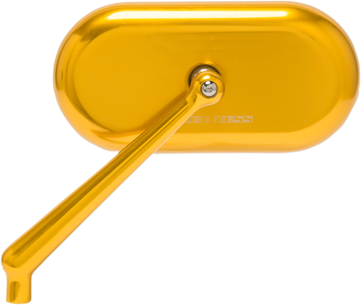 Arlen Ness Gold Oval Convex Side View Screw in Left Side Single Handlebar Mirror
