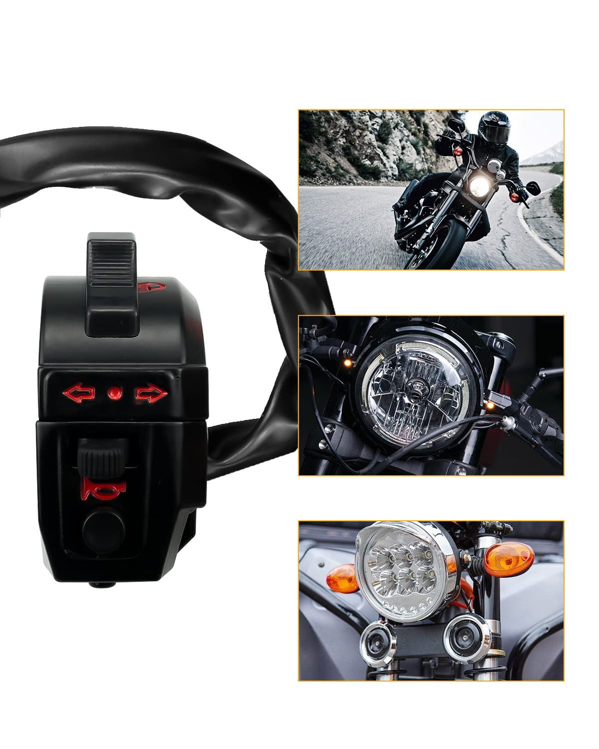 2Pcs Left & Right Side Control Switch fit for 7/8″ (22mm) Handlebar Honda Black