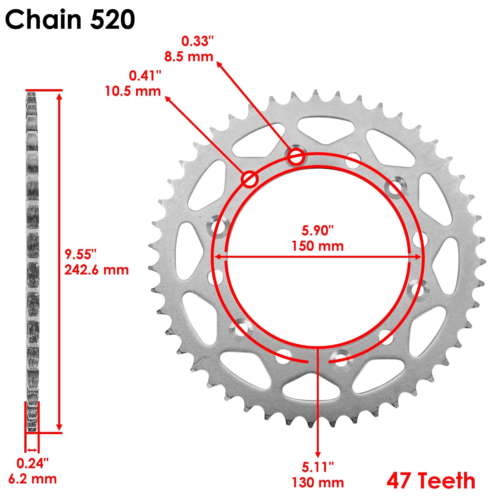 Drive Chain W/Front Rear Sprockets Kit for Honda XR200R 1986 1987 1988 1989-2002