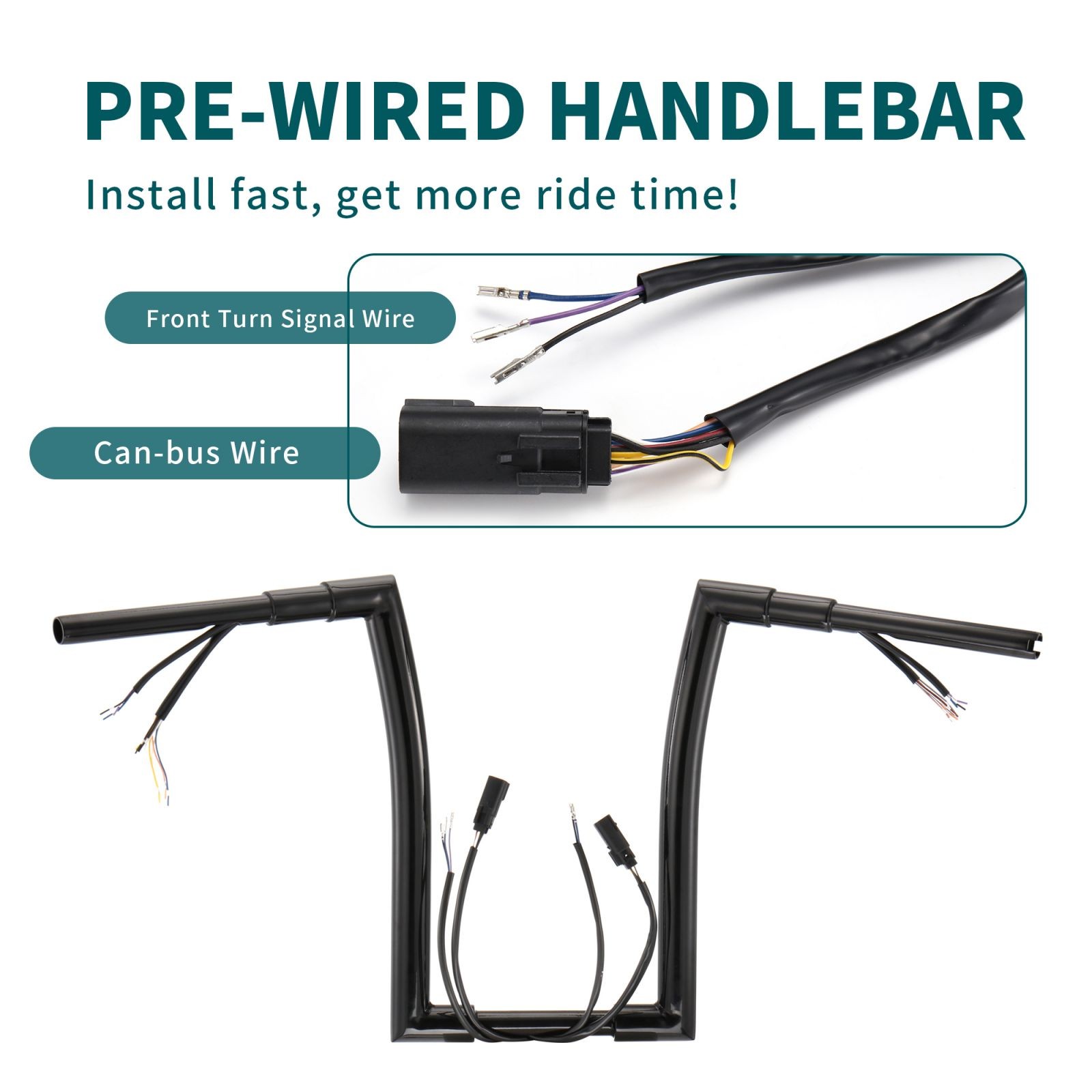 16″ Prewired Ape Hanger Handlebar for Harley Softail Dyna Road King XL 2007-2013
