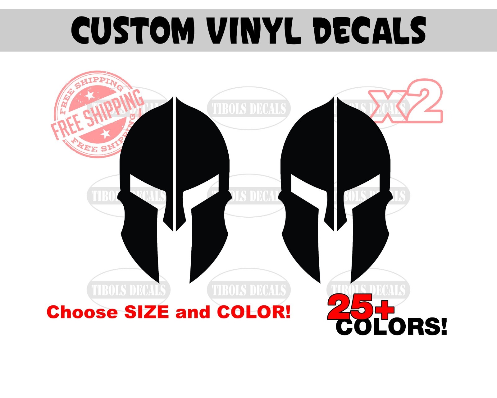 2x Spartan Helmet Gladiator Decals Stickers Jeep Molon labe Come and take it 2A