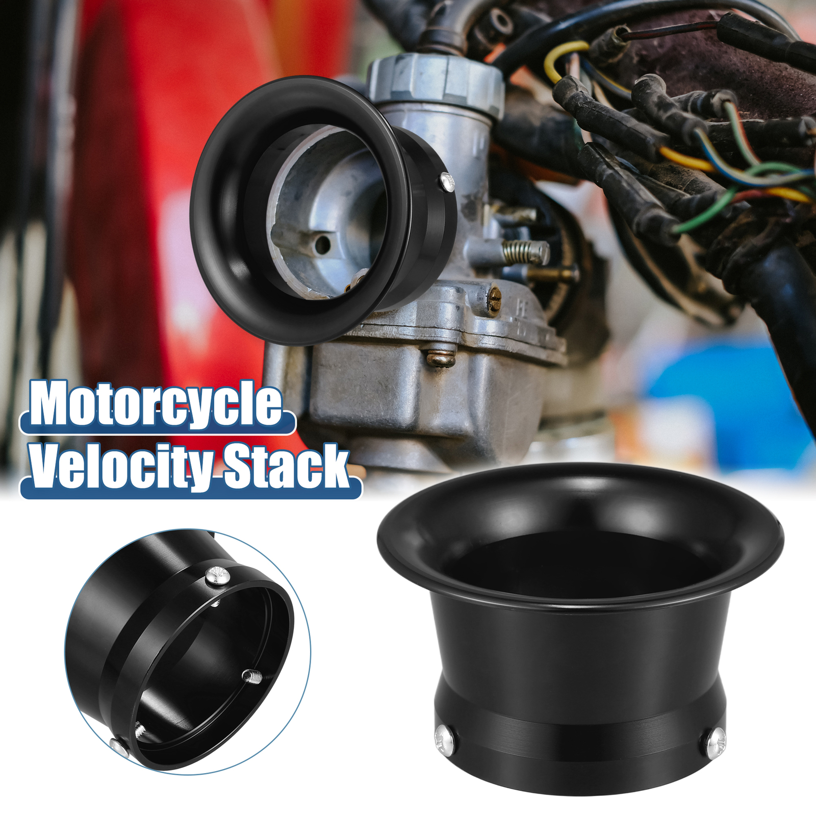 55mm Motorcycle ATV Velocity Stack Carb Carburetor Air Filter Trumpet Black