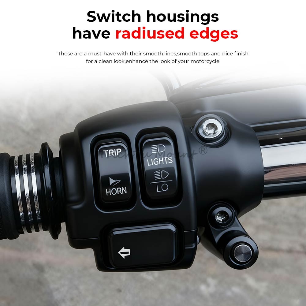 For Harley XL 14-UP Black Handlebar Control Switch Housing Cover Button Caps Kit