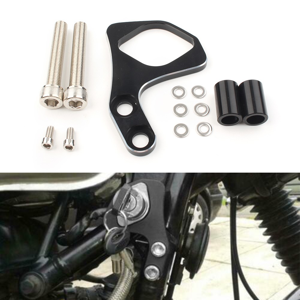 1PC For Scrambler CNC Motorcycle Ignition Key Relocation Bracket Black and White