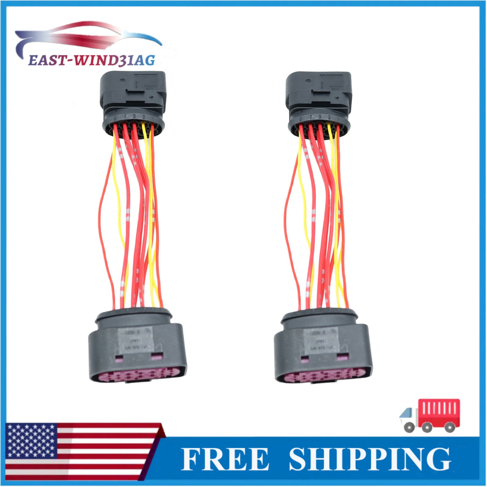 2PCS 14 to 14 Pin Xenon HID Headlight Connector Adapter For VW Audi Skoda
