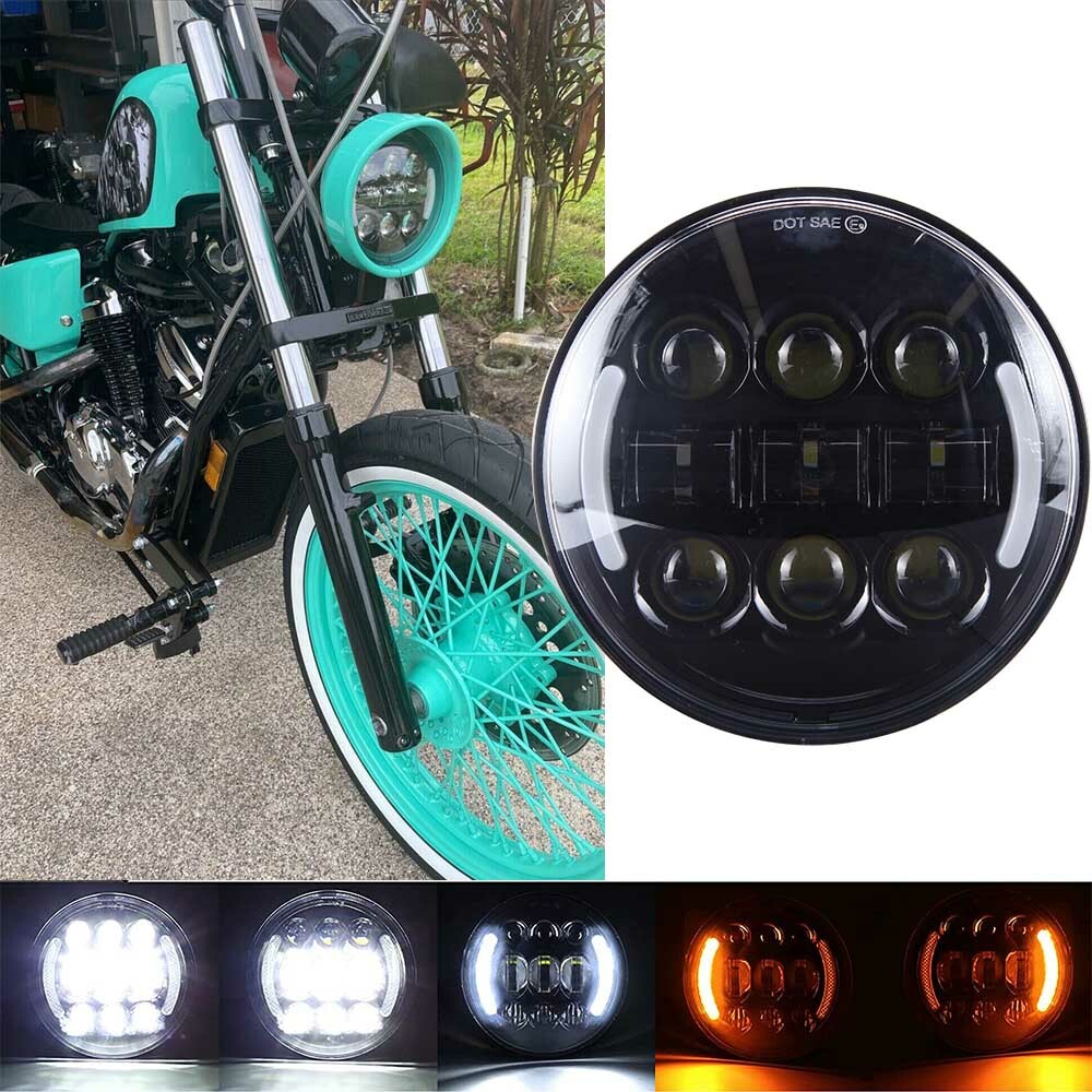 5-3/4″ LED Headlight With Turn Signal For Honda Shadow Spirit ACE VT VLX 600 750