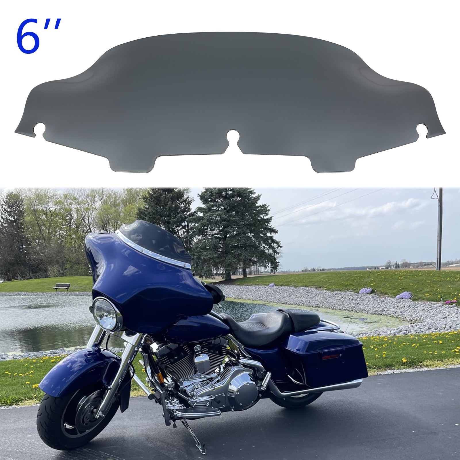 6″ Wave Windshield Windscreen For Harley Street Electra Glide FLHX FLHT 96-2013