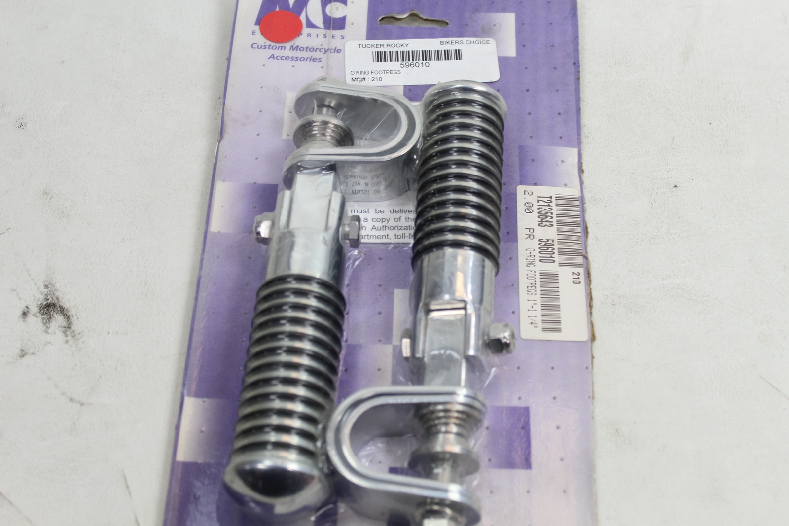 MC Enterprises Oring 1 Inch 1 1/4 Chrome Universal Footpegs Footpeg Kit NEW!