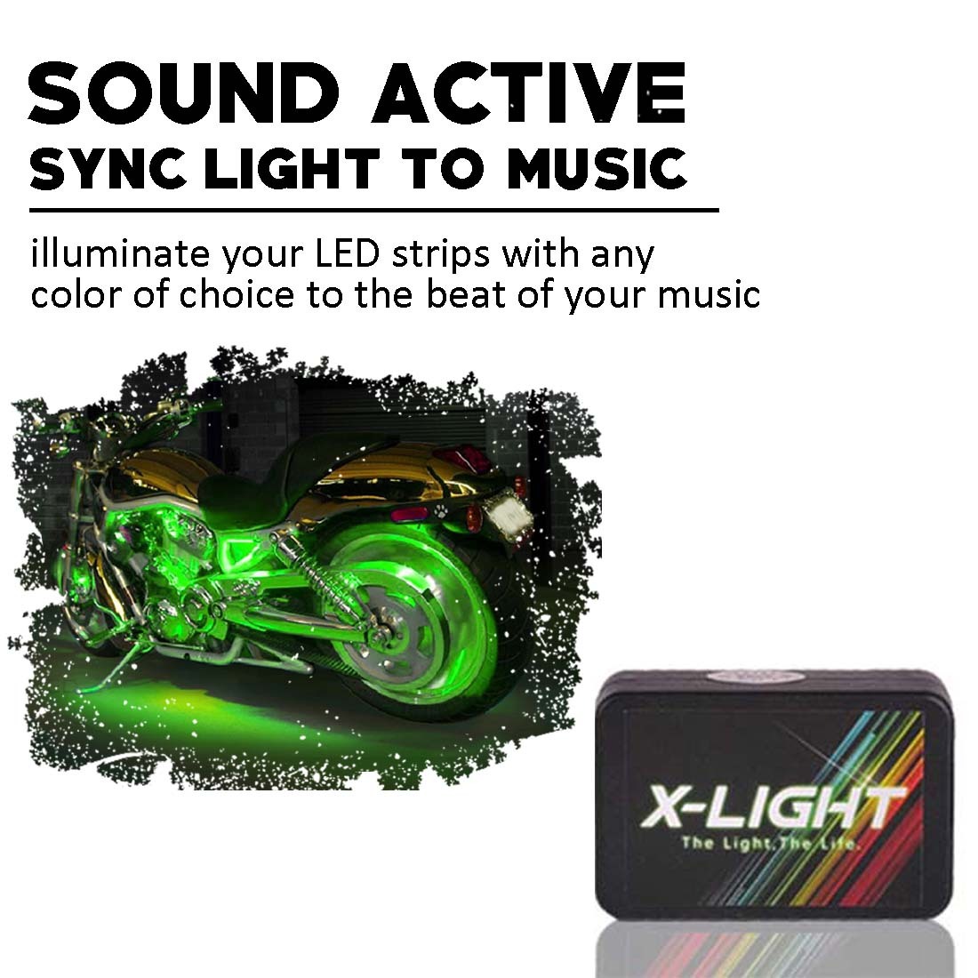 Motorcycle LED Light Kit Pod Multi-Color Accent Glow Neon Lights with 2 remotes