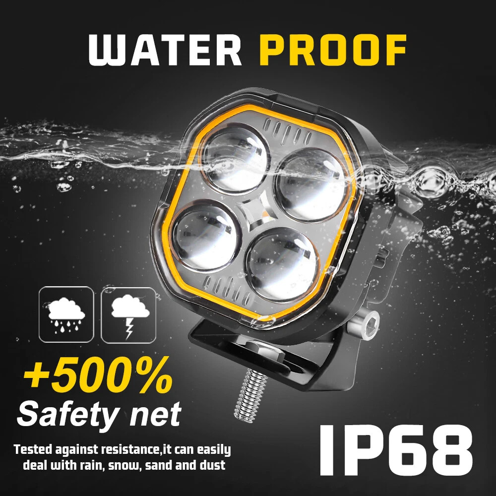 2X 2” LED Work Light Pod Auxiliary Driving Fog Amber/White Motorcycle ATV UTV