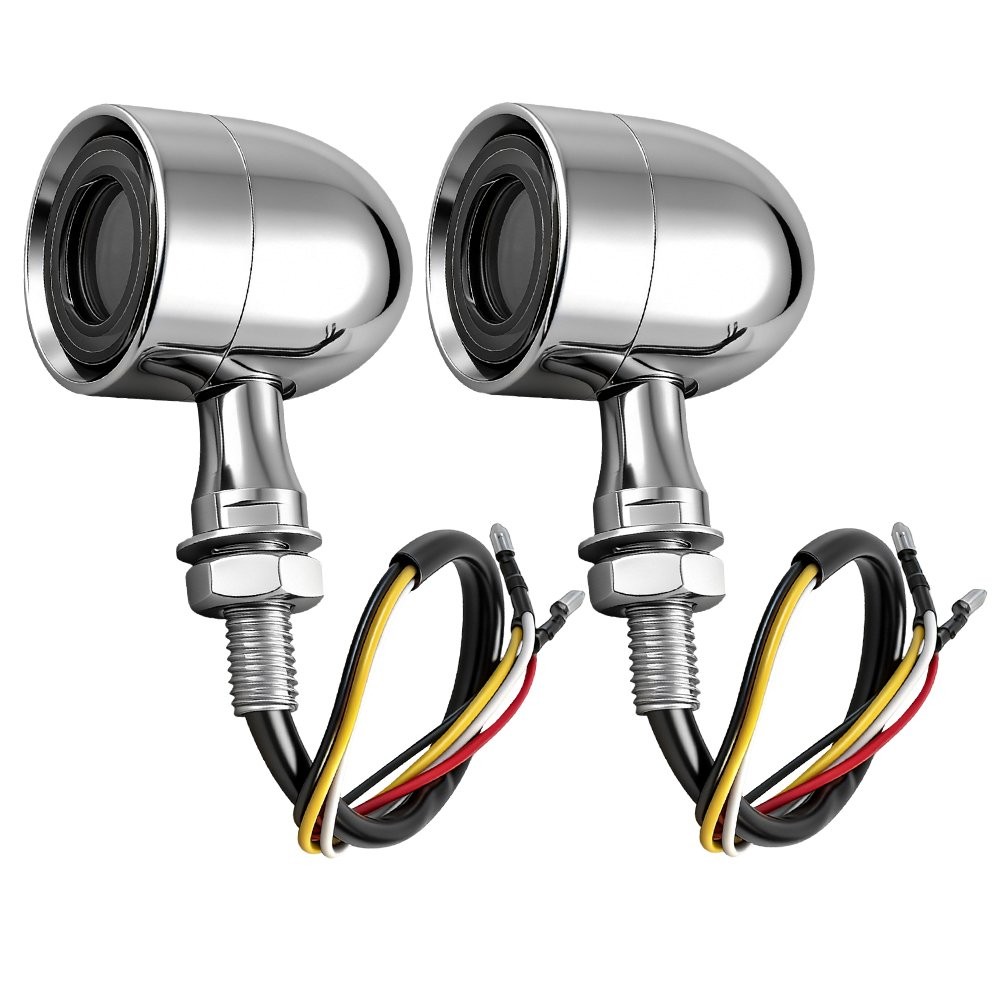 Chrome Motorcycle Turn Signal Lights Mini Bullet Blinker Amber Indicator Light