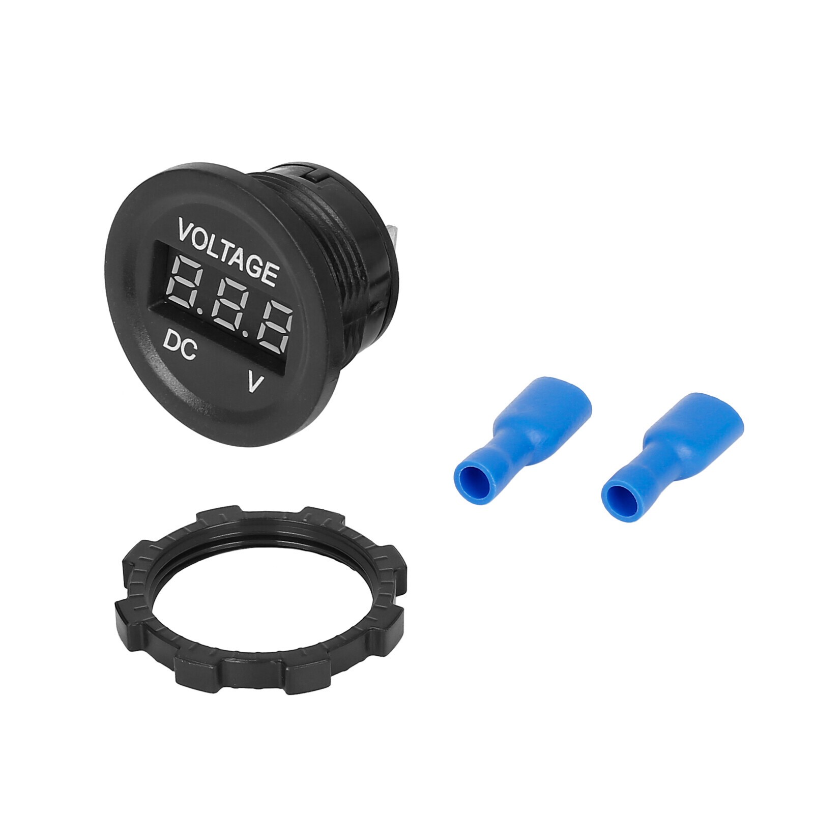 Motorcycle Car DC 12V 24V Voltmeter Orange LED Light Digital Round Panel