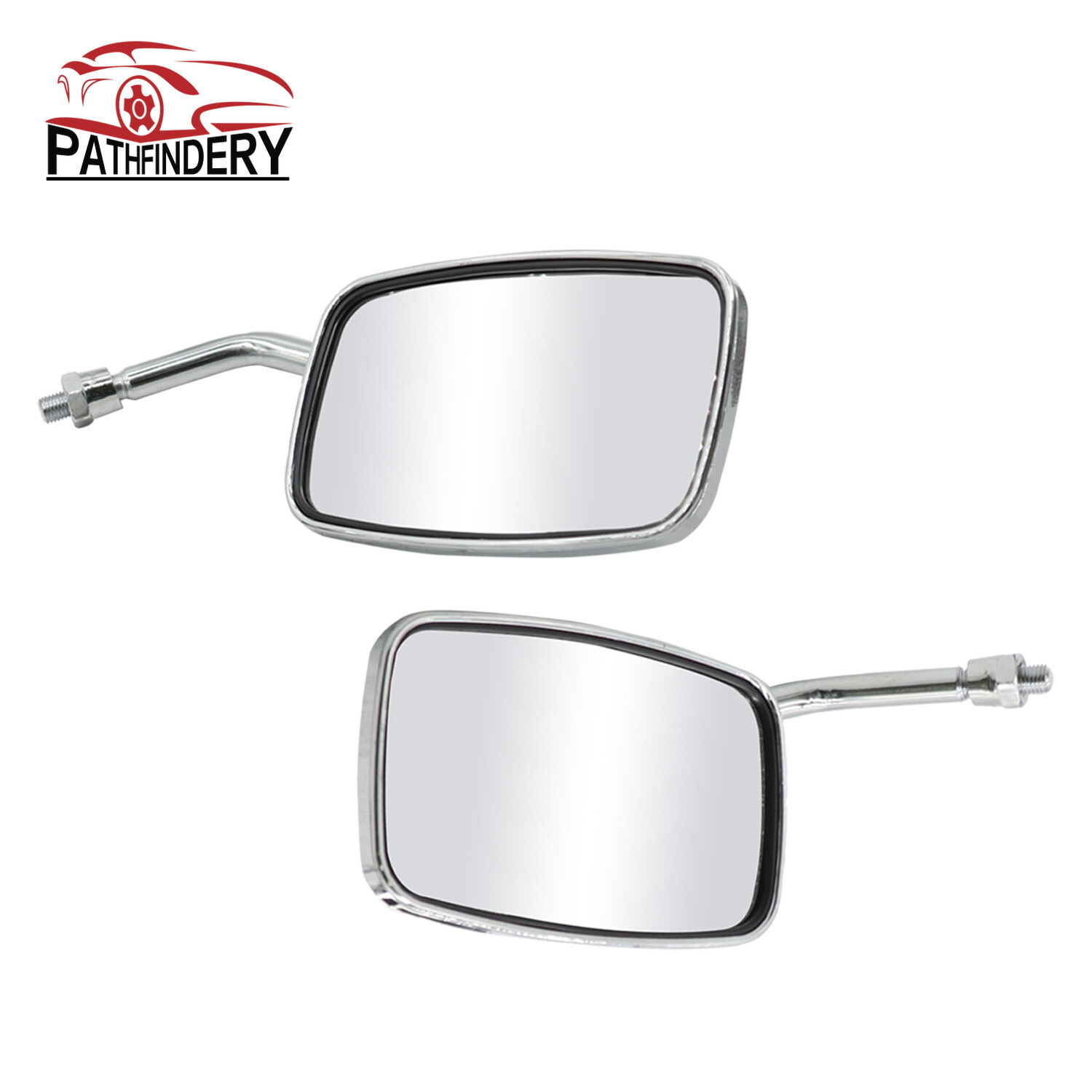 10mm Chrome Motorcycle Rectangular Rearview Mirrors For Honda Suzuki Kawasaki