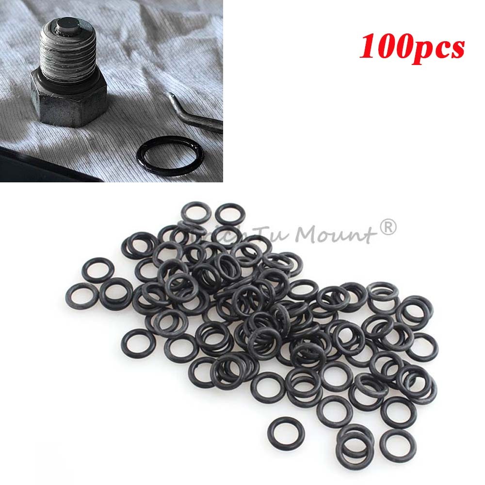 100pcs Black Rubber Oil Drain Plug O-ring Gasket For Harley Dyna Electra Glide