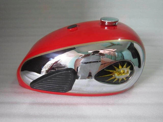 BSA A7 A10 Red Painted Chrome Petrol Tank With Petrol Cap
