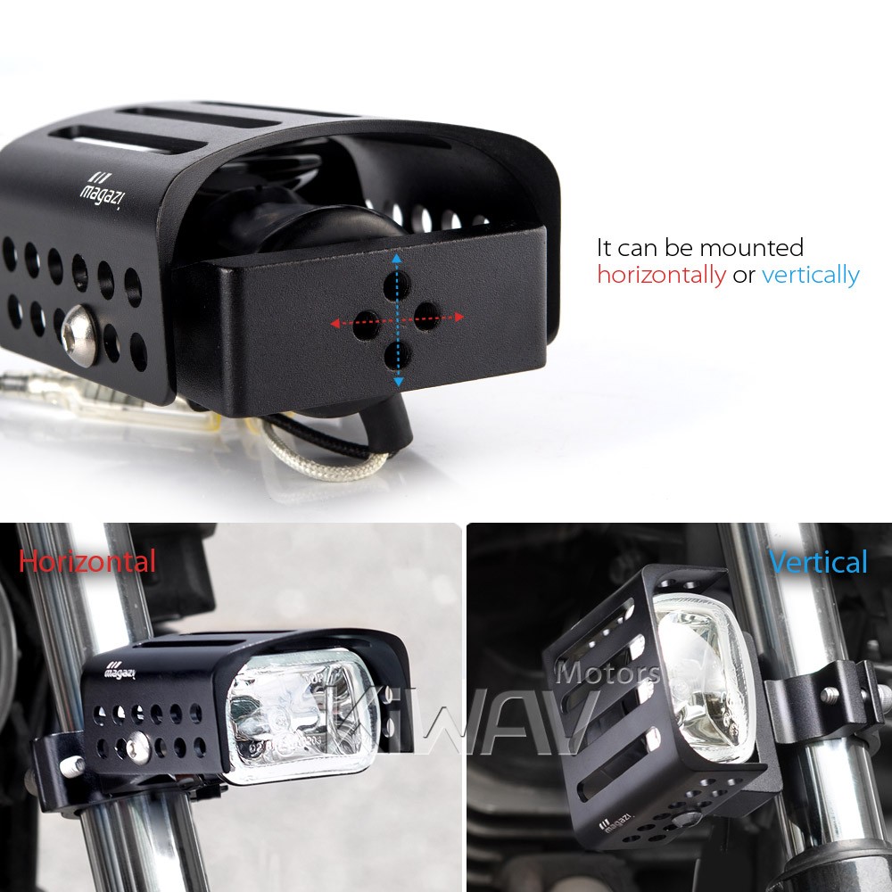 square fog light black metal die-cast aluminum housing x2 fits Harley BMW Aprlia