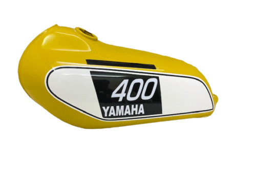 Fuel Gas Tank YAMAHA 250 DT / 400 DT Enduro, Yellow Painted Steel 1975 to 1977