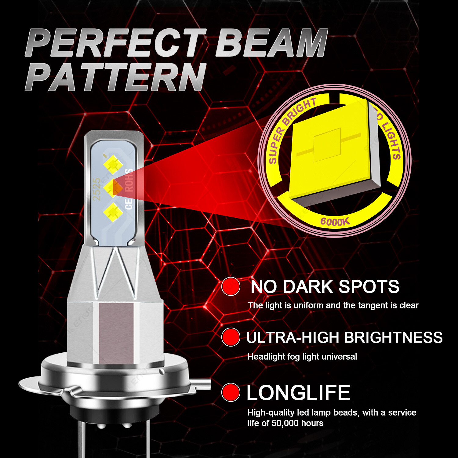 For Honda VFR1200F VFR1200X 2X H7 LED Headlights Bulb 55W High Power 6000K White