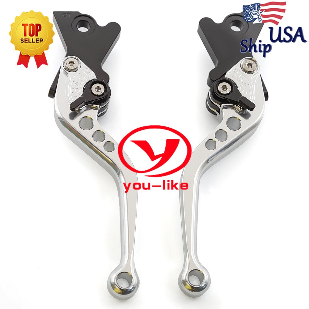 CNC Adjustable Silver Short Brake Clutch Lever For C5 and B5, 2017 on Euro 4 Set