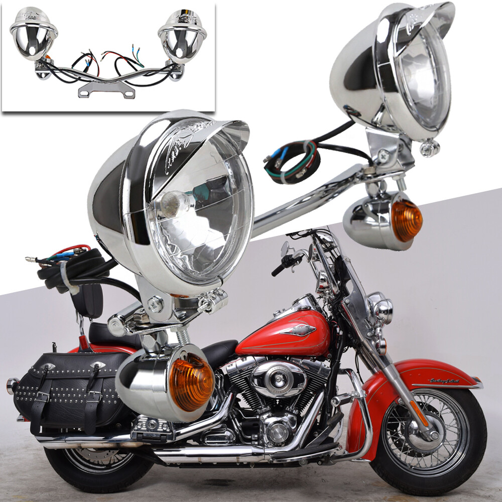 Motorcycle Passing Driving Spot Fog Light Bar Turn Signal w/ Bracket Lamp Custom