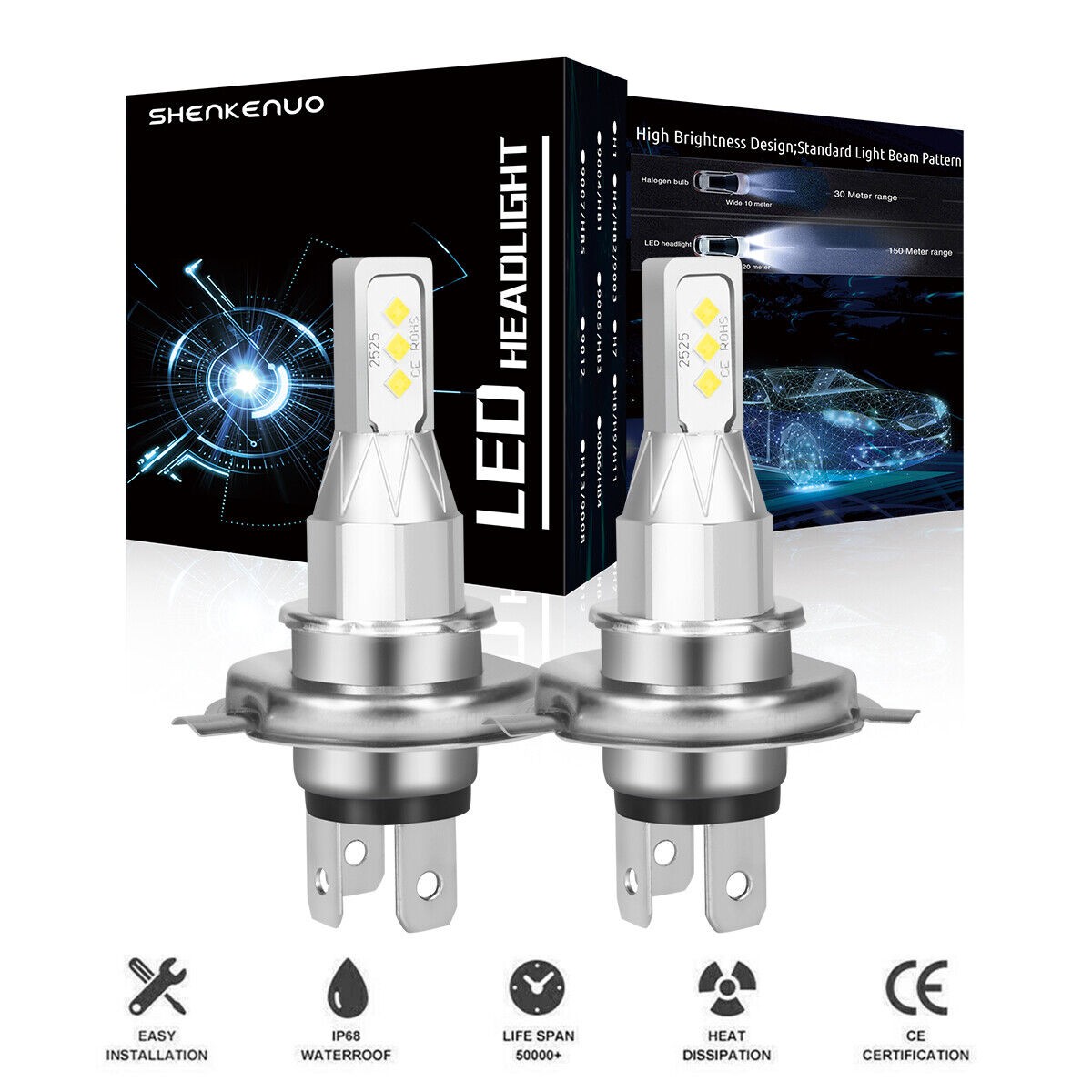 2 Ultra Bright LED headlight bulbs for Suzuki Burgman 650 2003-2012 Scooter: USA