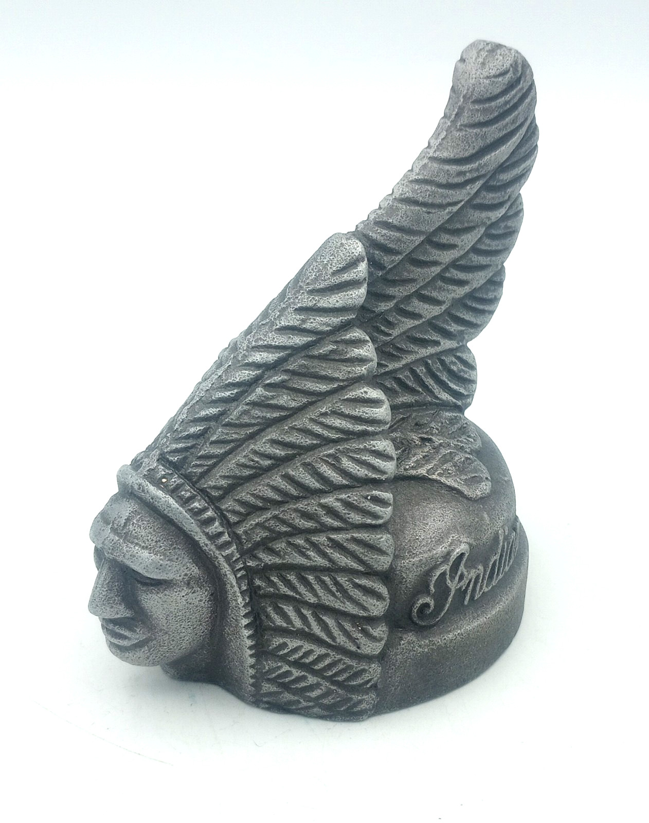 INDIAN MOTORCYCLE ADVERTISING PAPERWEIGHT – Cast Aluminum 3.5″ Tall