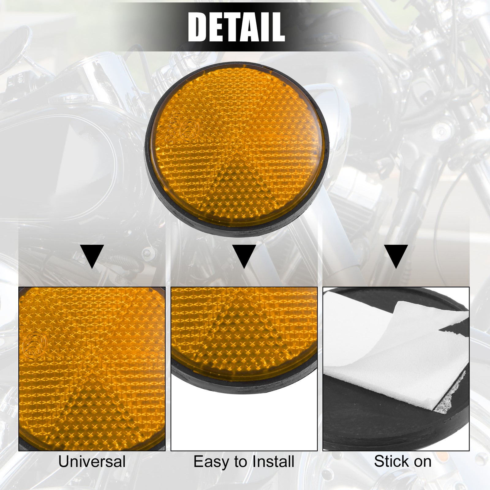 Piece of 2 56mm Orange Round Reflective Warning Self Adhesive Reflector