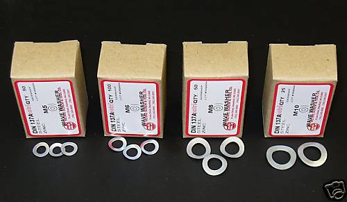 METRIC M5, M6, M8, M10mm WAVE LOCK WASHER ASSORTMENT 225pcs DIN 137A, ZINC PLTD