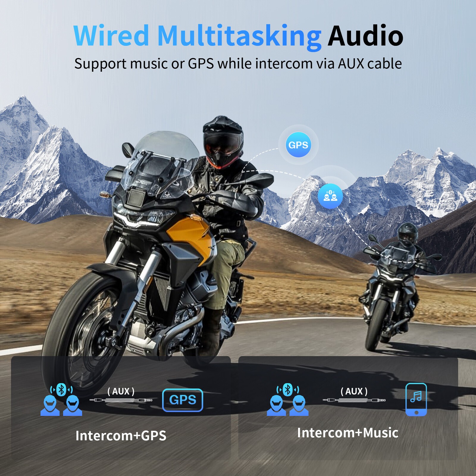 2Pcs M1-S Pro Motorcycle Bluetooth Headset Helmet Intercom 10 Riders 2000m US