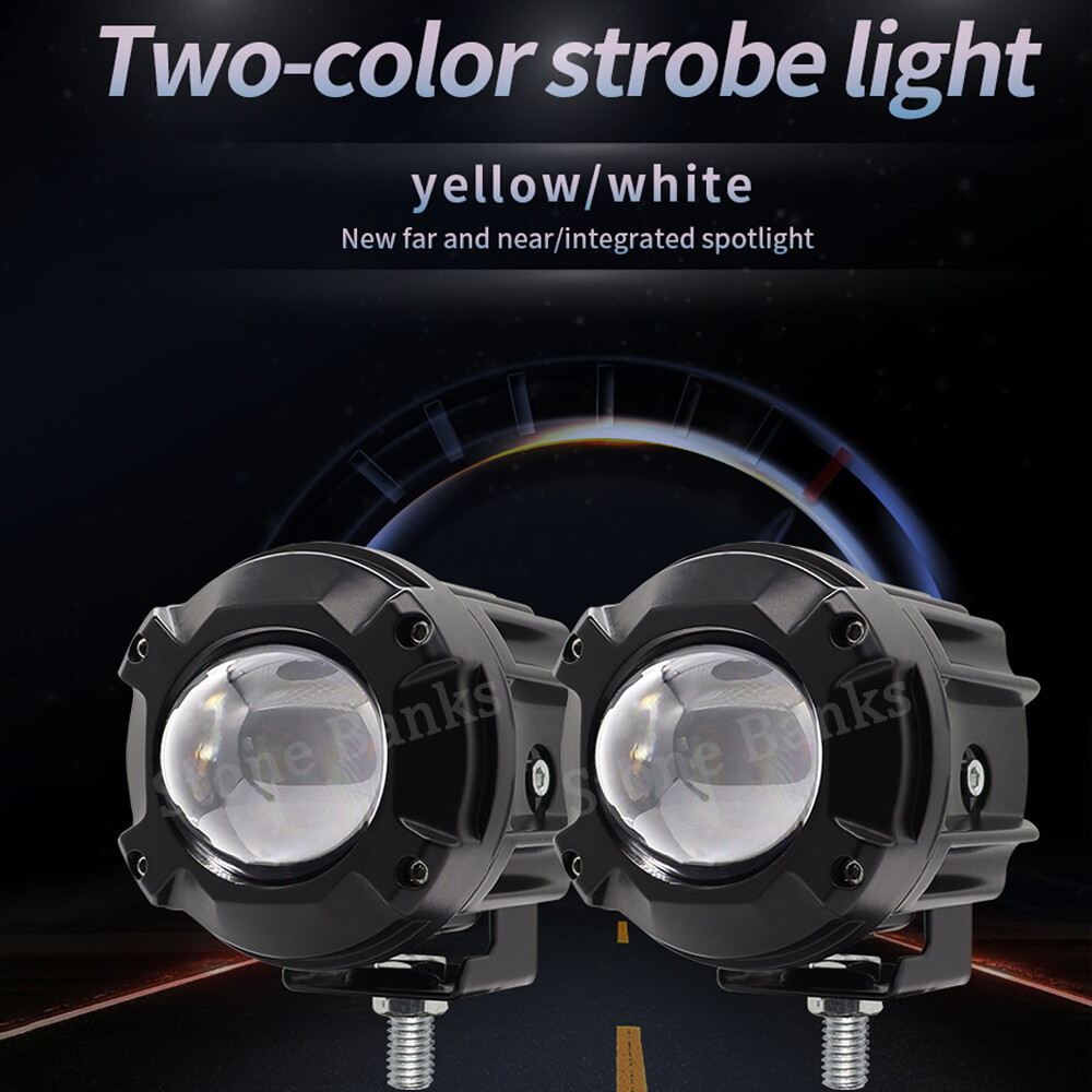 2X 60W LED Spot Light Motorcycle Headlight Driving Fog Lamp Yellow/White Strobe