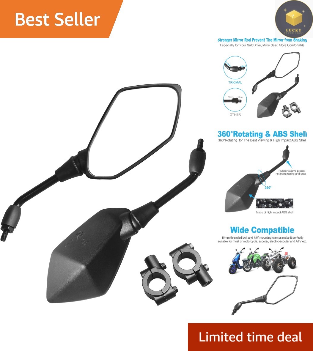 Universal Adjustable Motorcycle Rear View Mirror – 6.1″ Convex Lens for Safety